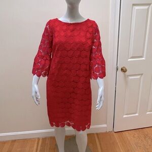 RSVP By Talbots  Red Circle Lace Overlay Dress, Sz 10